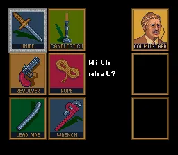 Clue gameplay screenshot on SNES