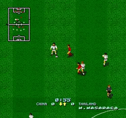 Dino Dini's Soccer gameplay screenshot on SNES