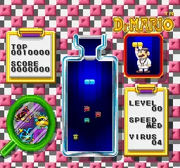 Dr. Mario gameplay screenshot on SNES