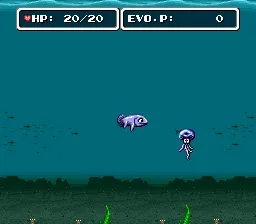E.V.O.: Search for Eden gameplay screenshot on SNES