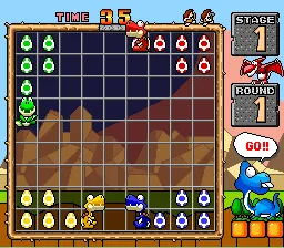 Hungry Dinosaurs gameplay screenshot on SNES