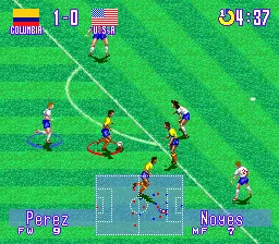 International Superstar Soccer Deluxe gameplay screenshot on SNES