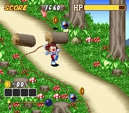 Kid Klown in Crazy Chase gameplay screenshot on SNES
