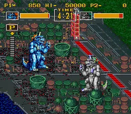 King of the Monsters gameplay screenshot on SNES