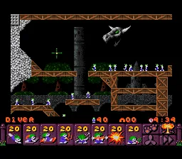 Lemmings 2: The Tribes gameplay screenshot on SNES