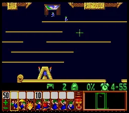 Lemmings gameplay screenshot on SNES