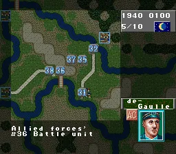 Operation Europe: Path to Victory 1939-45 gameplay screenshot on SNES