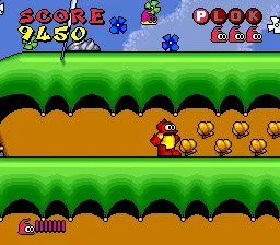 Plok gameplay screenshot on SNES