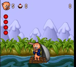Porky Pig's Haunted Holiday gameplay screenshot on SNES