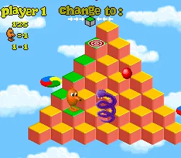 Q*bert 3 gameplay screenshot on SNES