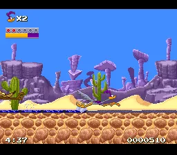 Road Runner's Death Valley Rally gameplay screenshot on SNES