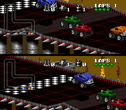 Rock n' Roll Racing gameplay screenshot on SNES
