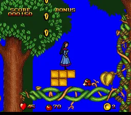 Snow White in Happily Ever After gameplay screenshot on SNES