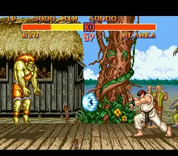 Street Fighter II gameplay screenshot on SNES