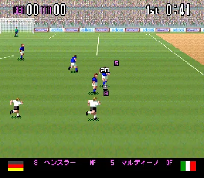 Super Formation Soccer 94: World Cup Final Data gameplay screenshot on SNES