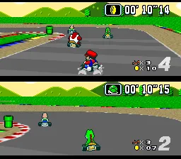 Super Mario Kart gameplay screenshot on SNES