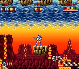 Super Turrican gameplay screenshot on SNES