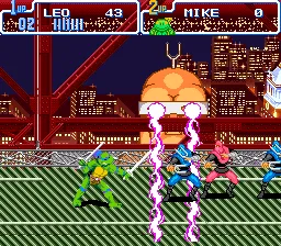 Teenage Mutant Ninja Turtles: Turtles in Time gameplay screenshot on SNES