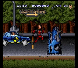 The Incredible Crash Dummies gameplay screenshot on SNES