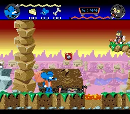 The Itchy & Scratchy Game gameplay screenshot on SNES