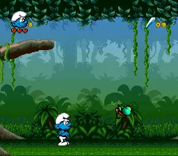 The Smurfs Travel the World gameplay screenshot on SNES