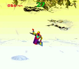 Tommy Moe's Winter Extreme: Skiing & Snowboarding gameplay screenshot on SNES