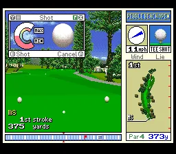 True Golf Classics: Pebble Beach Golf Links gameplay screenshot on SNES