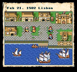 Uncharted Waters gameplay screenshot on SNES