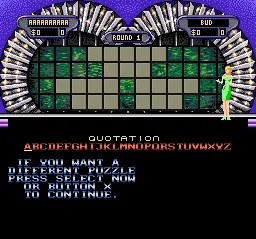 Wheel of Fortune: Deluxe Edition gameplay screenshot on SNES