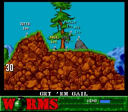 Worms gameplay screenshot on SNES