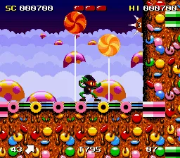 Zool: Ninja of the 'Nth' Dimension gameplay screenshot on SNES