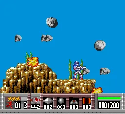 Turrican gameplay screenshot on TurboGrafx-16