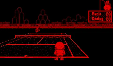 Mario's Tennis gameplay screenshot on Virtual Boy