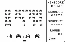 Space Invaders gameplay screenshot on WonderSwan